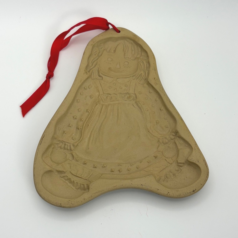 Brown Bag Cookie Art 1985 Raggedy Ann Girl Stoneware Cookie Mold Tan‎ Vintage